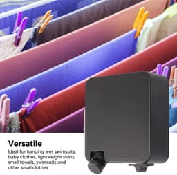 Dailygoods - Intrekbare waslijn - 6M Heavy Duty - Verwijderbaar en verstelbaar - Zwart - Draagbare kledinglijn - Geschikt voor thuis en camping - 304... — thumbnail 2