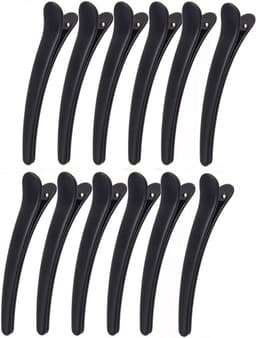 Haarclips Krokodil - Haarspelden Set - Haarstyling Knippen - Professionele Kwaliteit - 12 Stuks - Zwart — thumbnail 1