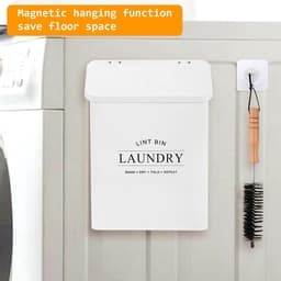 Pluisbak Wasruimte - Afvalbak Droger - Organiseren Wasgoed - Magnetische Grip - 19 x 92 x 268 cm - Wit — thumbnail 5