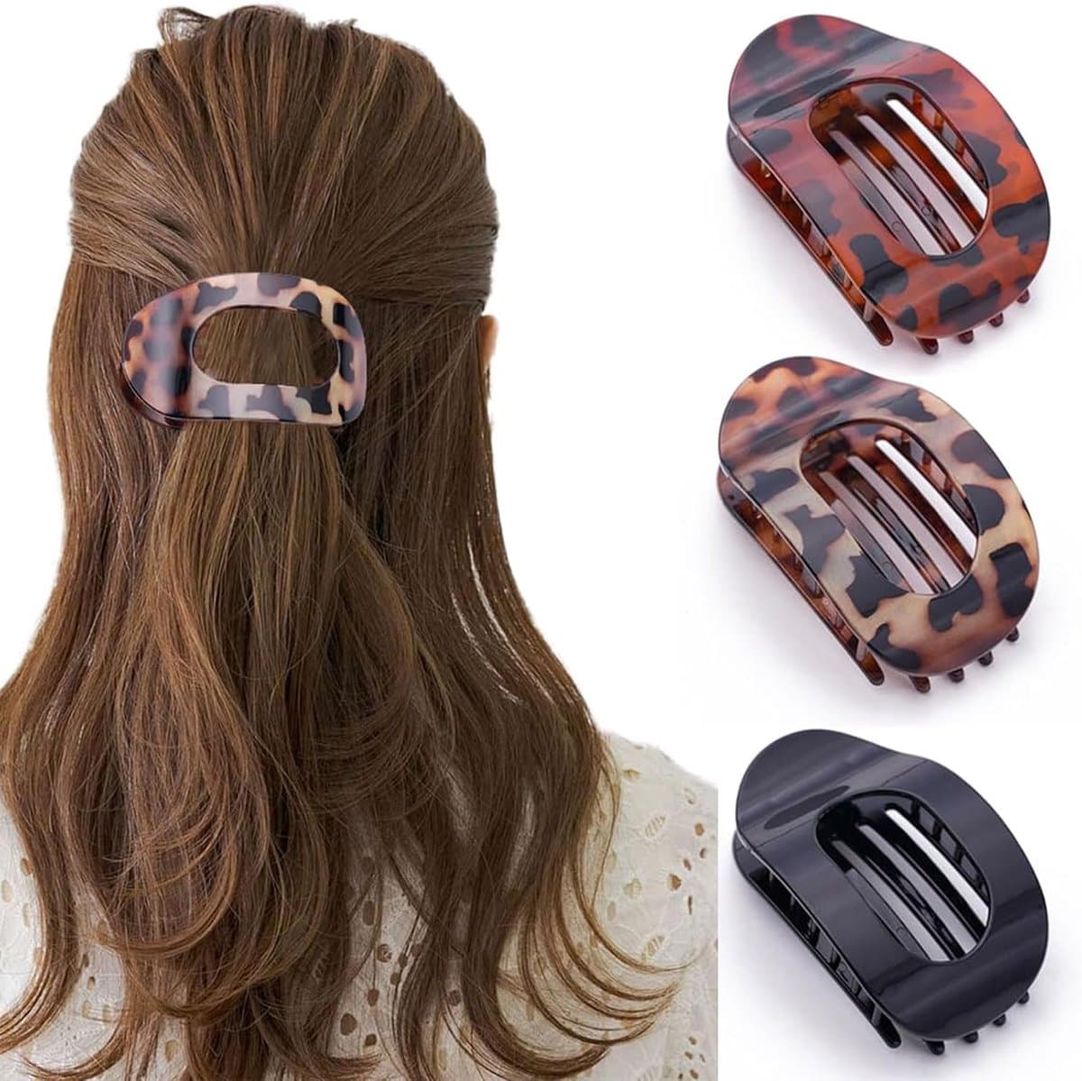 Platte haarspelden - Klaauwspelden - Haar stylen - Antislip grip - 3 stuks - Zwart — afbeelding 1
