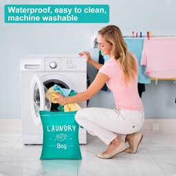 Dailygoods- Waszak 2-delige set - Waterdichte waszak - Opvouwbare waszak - Geschikt voor sportkleding - Met draagtas en ritssluiting - Lichtgewicht en multifunctioneel - Wasmand — thumbnail 4