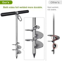 Grondanker - Stormanker Spike - Dieren Vastzetten - Afneembaar Handvat - 44 cm - Zilver — thumbnail 4