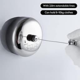 Waslijn Uittrekbaar - Balkonrek Ophangen - Droog Ruimte Creëren - 304 Roestvrij Staal - 2.8 Meter - Zilver — thumbnail 2