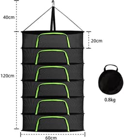 Dailygoods- Droognet 6 Lagen - Kruiden Drogen - Opvouwbaar Gaas - Ademend Mesh - Inclusief Haak - Duurzaam Oxford-doek - Kruidendroogrek — thumbnail 5