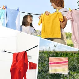 2 stuks Uitschuifbare waslijn - 1.5m en 3m - Elastische Kledinglijn - Waslijn Camping - Drooglijnen - Roldrooglijn - Met haken en zuignap - Geschikt voor kamperen in de buitenlucht en voor gebruik in de wasdroger — thumbnail 3