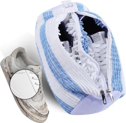 Waszak voor Schoenen met Dubbele Rits en Vakken - Ideaal voor Sneakers en Schoenonderhoud, Bescherming en Reiniging (Blauw + Wit) — thumbnail 1