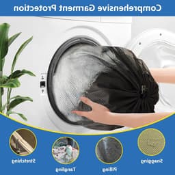 Grote wasnetten van 70 x 90 cm, waszakken met trekkoord voor de wasmachine, ideaal voor kleding en beddengoed — thumbnail 4