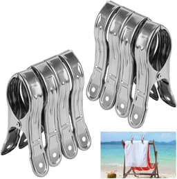 Set van 8 RVS Kledingknijpers voor Grote Handdoeken, Ideaal voor Strand, Kamperen en Was, Duurzame en Sterke Tension Clips voor Handdoeken en Badhanddoeken — thumbnail 5