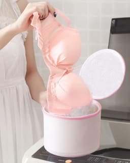 Bh-net voor wasmachine, wasnet voor wasmachine groot, waszak voor sokken, beha's, ondergoed en lingerie, set van 4 roze beha, wasnet,16 cm * 16 cm — thumbnail 4