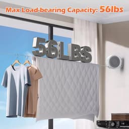 Intrekbare Waslijn - Opvouwbare Drooglijn - Kleding Drogen - Anti-slip Drooggaten - 415 cm - Wit — thumbnail 3