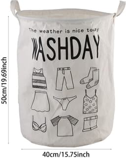 Wasmand - Opbergmand 60 ltr - Wasbox Opvouwbaar - Mand Rond met handvaten - Speelgoedmand - Wassorteerder - Woon Accessoires - Stoffen Wasmand - Ideaal voor Wasmiddel, Speelgoed & Huisdierbenodigdheden — thumbnail 2
