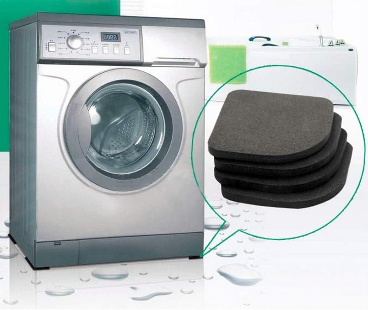 BYFRI 4pcs Absorbent Washer Pads Rubber Mats Universal Silent Feet Anti-vibration Pads for Washing Machine Dryer Fridge — afbeelding 1