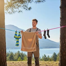 Waslijn Camping - Reiswaslijn Uitschuifbaar - Kleding Drogen - Winddicht Antislip - 2 Stuks 5m - Niet Gespecificeerd — thumbnail 2