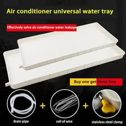 Condensaatopvangbak Airco - Waterbak Lekbak - Water Overlast Voorkomen - Met Afvoergat en Slang - 91.5x45cm - Grijs — thumbnail 2