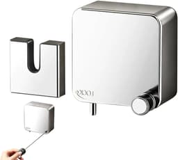 Uittrekbare Waslijn - Wandwaslijn Binnen - Ruimte Besparen - Sterk Draagvermogen - 35 Meter - Zilver — thumbnail 1