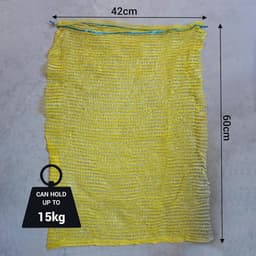 Netzakken - Raschel Zakken - Voedsel Opslag - Met Trekkoord - 42 x 60 cm - Geel — thumbnail 2