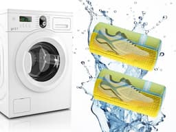 Schoenwaszakken voor de wasmachine - 2 stuks, ideaal voor sneakers, sportschoenen en canvas schoenen, 39 x 19 cm, geel — thumbnail 3