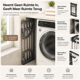 BOTC Droogrek Hangend 64-110cm - Radiatordroogrek - Uitschuifbaar wasrek voor balkon - Wasrek voor balkonreling -6,6m drooglengte — thumbnail 3