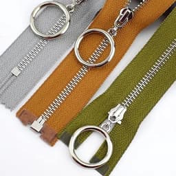 Metalen vervangende naaiende nylon ritsen, 5 stuks metalen ritsen sterke ritsen kleurrijke ritsen(Khaki,Open End 40Cm) — thumbnail 3