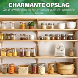 Opbergzak Uien - Groentezak Katoen - Verse Groenten Bewaren - Goede Luchtcirculatie - 5kg Capaciteit - Natuurlijk — thumbnail 3