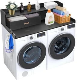 Lifero Wasdroger Werkblad - Aanrecht Wasruimte - Wasmachine Organiseren - Ombouwmeubel Zwart 2 Lades - Afdekplaat Ombouw Droger — thumbnail 1
