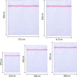 5-delige wasnetset - grof gaas - rechthoekige waszakken met rits - beschermt en voorkomt vervorming - ideaal voor delicate kleding - sweaters - shirts - ondergoed — thumbnail 5