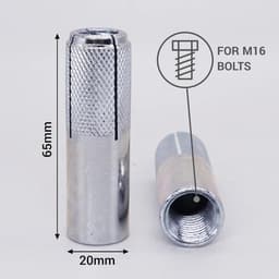 Drop in Ankers - Betonnen Anker Bouten - Stevig Verankeren - Gelegeerd Staal Materiaal - M16 x 65 mm — thumbnail 3