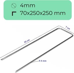 Grondankers Staal - Grondpennen Tuinmat - Onkruidmat Bevestigen - U-vormig Ontwerp - 100 stuks 25 cm - Zilver — thumbnail 4