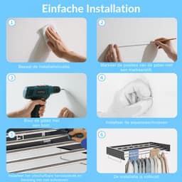 VLSelect® Droogrek inklapbaar - Droogrek - Wasrek - 5 Hanglijnen — thumbnail 5