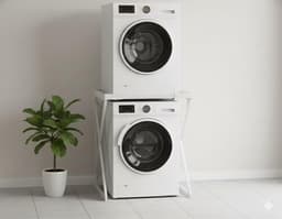 SERALUXE - Universeel Wasmachine Kast - Wasmachine Verhoger- Metaal - Wit - Universeel Wasmachine en Droger Kast - Wasmachine Ombouw - Wasmachinerek - Wasmachine Sokkel- Robuust - Stabiel - Stevig - Anti Vibratie — thumbnail 2