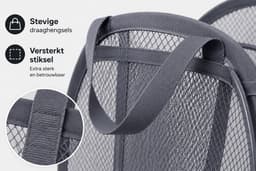 HEM Inklapbare Wasmand 64L – Opvouwbare Waszak – Mesh Laundry Bag met Pop-up Frame – Grijs – Inclusief HEM Microvezeldoekje — thumbnail 3