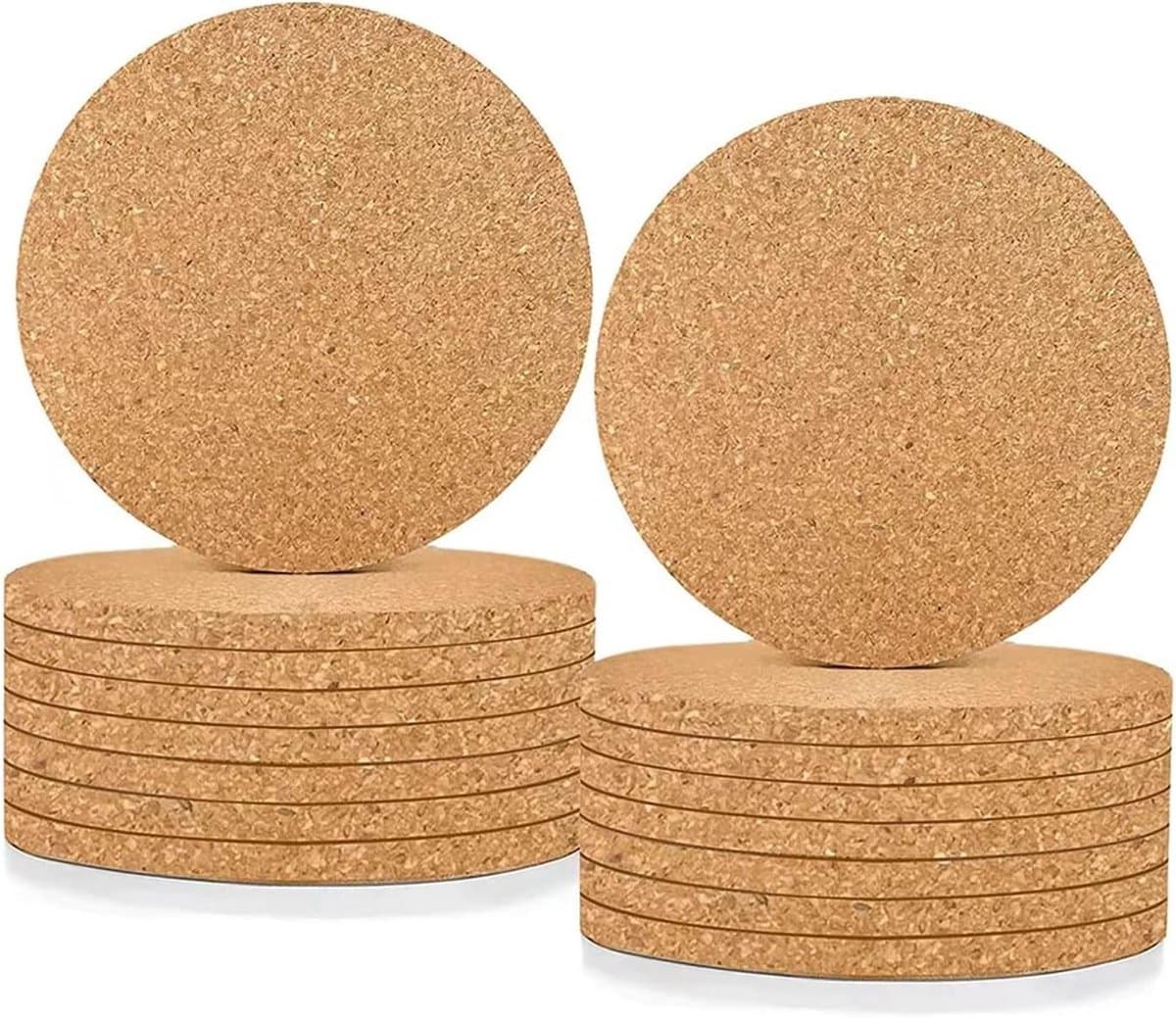 Set van 16 Houten Kurken Coasters - Absorberende Rond Kurken Onderzetters van 4mm Dikte voor Bescherming van Tafeloppervlakken — afbeelding 1