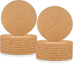 Set van 16 Houten Kurken Coasters - Absorberende Rond Kurken Onderzetters van 4mm Dikte voor Bescherming van Tafeloppervlakken — thumbnail 1