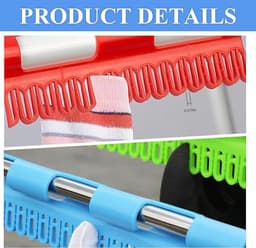 5 Stuks Sokkendroger - Sokkenhangers - Draagbare Washaken - 32 X 5cm - Ruimtebesparend - Antislip - Droogrekaccessoire - Kledinghanger - Plastic Kledinghanger - Geschikt Voor Ondergoed, Sokken, Sjaals, Dassen - Grijs, Rood, Blauw, Groen, Zwart — thumbnail 4