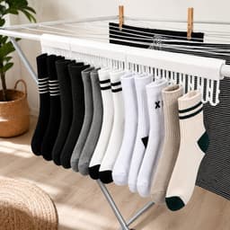2 Stuks Sokkenknijpers voor Droogrek – Sokkenhanger voor Wasrek – Wasknijperstrip – Ruimtebesparende Sokkendroger – Geschikt voor 12 Sokken per Clip – Wit — thumbnail 4