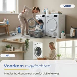 Morelia® Tussenstuk Wasmachine Droger - Inclusief Uitschuifbare Werkplank & Spanband - Stapelkit Wasmachine Droger - Universeel - Wit — thumbnail 3