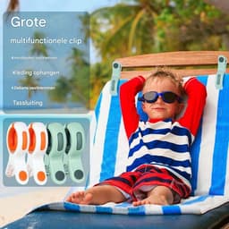 GELLDG Handdoekklemmen - Strandclips - Winddicht En Antislip Ontwerp - Gemaakt Van Duurzaam PP-Materiaal - 8 Stuks In Set - Geschikt Voor Strandstoel En Waslijn - Groen En Wit — thumbnail 4