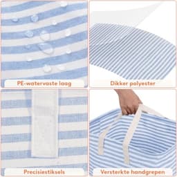 Wasmand opvouwbaar 80L set van 2 – waterdicht met handgrepen – grote opvouwbare wasmand – grijs & blauw — thumbnail 5