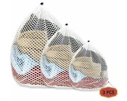 Wasmachine waszak - 3 stuks - 40 cm - 60 cm - 3 verschillende maten - met trekkoord - herbruikbaar - waszak om vervorming en kreukels van kleding te voorkomen - beschermt kleding
