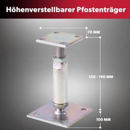 4x Siwitec U-vormige paalsteunen, in hoogte verstelbaar, hoogte: 150-190 mm, paaldikte: 71-161 mm, U-profiel staal, gegalvaniseerd, voor schroefmontage, diklaags gepassiveerd, grondanker — thumbnail 5