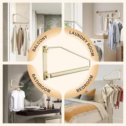 Uittrekbaar Wand Kledingrek Ruimtebesparend, voor wasruimte en Kast, geborsteld goud, Messing, 30,5 cm — thumbnail 5