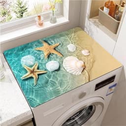 Wasmachine Beschermer - 50 x 50 cm - Wasmachine Droger Mat - Wasmachine Hoes - Afdekking Voor Wasmachine of Droger - Apparaten Beschermen - voor Wasmachine, Droger, Koelkast, Kleine Meubels - Zeester — thumbnail 1