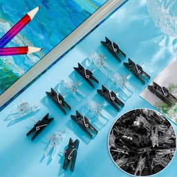 Push Pin Clips - Foto Clips Decoratief - Decoratief Bevestigen - Twee-in-één Ontwerp - 32 Stuks - Helder en Zwart — thumbnail 4
