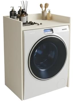 Geluidsarme wasmachinekast met extra plank - Zelfstandig meubel zonder boren - Kasjmier Beige — thumbnail 1