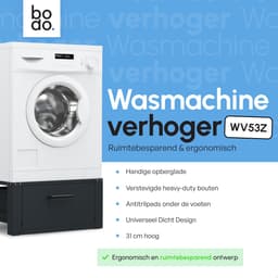 Bodo® - Wasmachine Verhoger - Kast - Ombouw met Lade - Zwart - 63x54x31cm — thumbnail 5