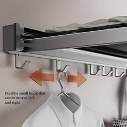 Opvouwbaar wanddroogrek – Ruimtebesparende droogorganizer met haken & gaasplank voor badkamer, balkon en terras – Uitschuifbaar ontwerp — thumbnail 2