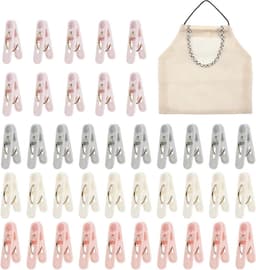 Wasknijpers met Tas - Kledingknijpers Set - Kleding Drogen - Sterke Antislip Grip - 50 Stuks - 4 Kleuren — thumbnail 1