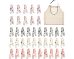 Wasknijpers met Tas - Kledingknijpers Set - Kleding Drogen - Sterke Antislip Grip - 50 Stuks - 4 Kleuren