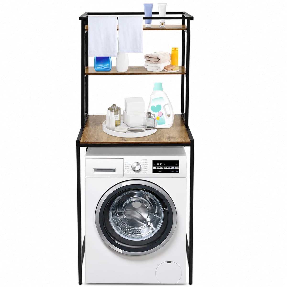 A.U.D Essentials - Wasmachine rek - Wasmachine kast - Wasmachine ombouw - Wasmachine en droger werkblad - 3 laags - Wit - 176.5 x 60 x 65 CM — afbeelding 1
