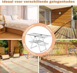 HEZIVO® Wasrek Staand - Droogrek Inklapbaar - Droogtoren - Uitklapbare Vleugel — thumbnail 4